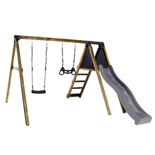 Gungställning m/gungor & rutschkana Trä Grå Nordic Play
